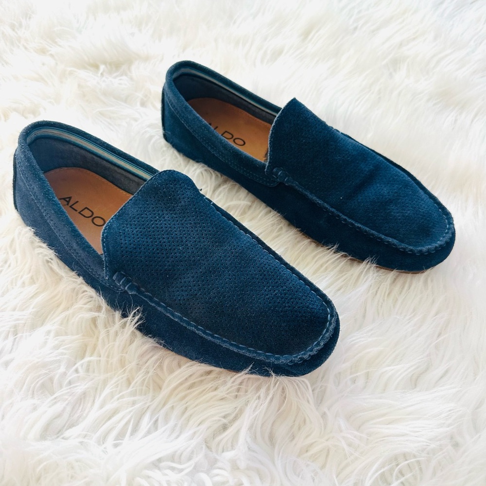 Aldo Suede Dark Blue Loafers Size 10.5